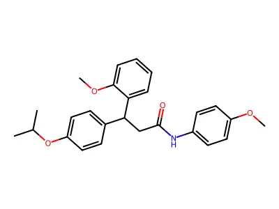 3-(2-methoxyphenyl)-N-(4-methoxyphenyl)-3-(4-propan-2-yloxyphenyl)propanamide structure