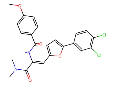 N-[(1Z)-1-[5-(3,4-dichlorophenyl)furan-2-yl]-3-(dimethylamino)-3-oxoprop-1-en-2-yl]-4-methoxybenzamide structure