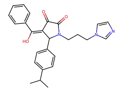 4-[hydroxy(phenyl)methylidene]-1-(3-imidazol-1-ylpropyl)-5-(4-propan-2-ylphenyl)pyrrolidine-2,3-dione structure
