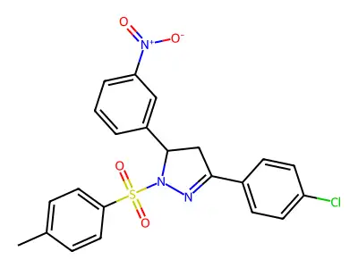 3-(4-chlorophenyl)-5-(3-nitrophenyl)-1-tosyl-4,5-dihydro-1H-pyrazole structure
