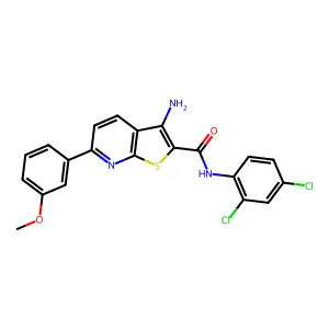 3-amino-N-(2,4-dichlorophenyl)-6-(3-methoxyphenyl)thieno[2,3-b]pyridine-2-carboxamide structure