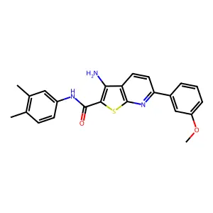 3-amino-N-(3,4-dimethylphenyl)-6-(3-methoxyphenyl)thieno[2,3-b]pyridine-2-carboxamide structure
