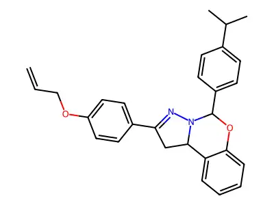5-[4-(propan-2-yl)phenyl]-2-[4-(prop-2-en-1-yloxy)phenyl]-1,10b-dihydropyrazolo[1,5-c][1,3]benzoxazine structure