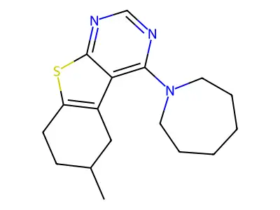 4-(Azepan-1-yl)-6-methyl-5,6,7,8-tetrahydro[1]benzothieno[2,3-d]pyrimidine structure