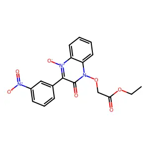 Ethyl 2-[3-(3-nitrophenyl)-4-oxido-2-oxoquinoxalin-4-ium-1-yl]oxyacetate structure