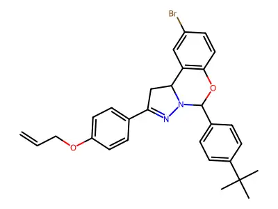 9-bromo-5-(4-tert-butylphenyl)-2-[4-(prop-2-en-1-yloxy)phenyl]-1,10b-dihydropyrazolo[1,5-c][1,3]benzoxazine structure