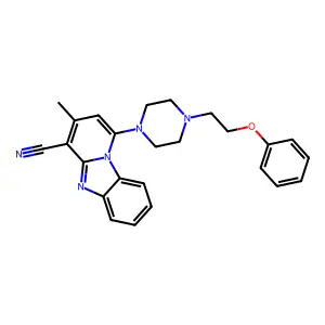 3-methyl-1-(4-(2-phenoxyethyl)piperazin-1-yl)benzo[4,5]imidazo[1,2-a]pyridine-4-carbonitrile structure