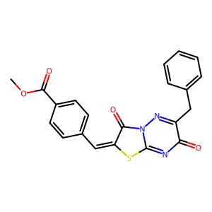 methyl 4-[(E)-(6-benzyl-3,7-dioxo-7H-[1,3]thiazolo[3,2-b][1,2,4]triazin-2(3H)-ylidene)methyl]benzoate structure