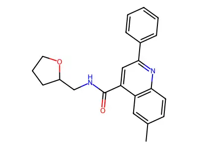 6-methyl-N-(oxolan-2-ylmethyl)-2-phenylquinoline-4-carboxamide structure