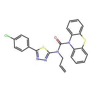 N-[5-(4-chlorophenyl)-1,3,4-thiadiazol-2-yl]-N-(prop-2-en-1-yl)-10H-phenothiazine-10-carboxamide structure