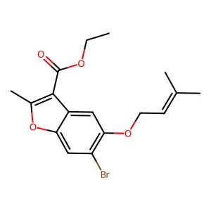 Ethyl 6-bromo-2-methyl-5-[(3-methylbut-2-en-1-yl)oxy]-1-benzofuran-3-carboxylate structure