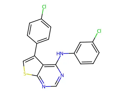 N-(3-chlorophenyl)-5-(4-chlorophenyl)thieno[2,3-d]pyrimidin-4-amine structure