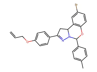 2-[4-(allyloxy)phenyl]-9-bromo-5-(4-methylphenyl)-1,10b-dihydropyrazolo[1,5-c][1,3]benzoxazine structure