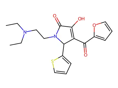 (4E)-1-[2-(diethylamino)ethyl]-4-[furan-2-yl(hydroxy)methylidene]-5-(thiophen-2-yl)pyrrolidine-2,3-dione structure