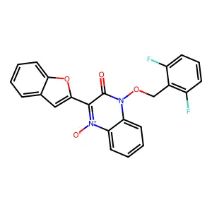 3-(1-benzofuran-2-yl)-1-[(2,6-difluorophenyl)methoxy]-4-oxidoquinoxalin-4-ium-2-one structure