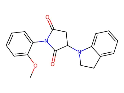 3-(2,3-dihydro-1H-indol-1-yl)-1-(2-methoxyphenyl)pyrrolidine-2,5-dione structure