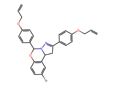 9-bromo-2,5-bis[4-(prop-2-en-1-yloxy)phenyl]-1,10b-dihydropyrazolo[1,5-c][1,3]benzoxazine structure