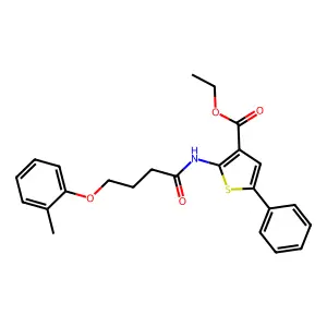Ethyl 2-[4-(2-methylphenoxy)butanoylamino]-5-phenylthiophene-3-carboxylate structure