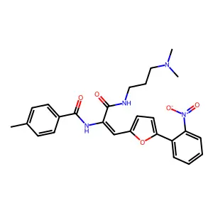 N-[(Z)-3-[3-(dimethylamino)propylamino]-1-[5-(2-nitrophenyl)furan-2-yl]-3-oxoprop-1-en-2-yl]-4-methylbenzamide structure