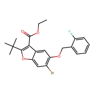 Ethyl 6-bromo-2-tert-butyl-5-[(2-fluorobenzyl)oxy]-1-benzofuran-3-carboxylate structure