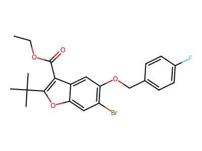 ethyl 6-bromo-2-tert-butyl-5-[(4-fluorophenyl)methoxy]-1-benzofuran-3-carboxylate structure