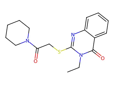 3-Ethyl-2-(2-oxo-2-piperidin-1-ylethyl)sulfanylquinazolin-4-one structure