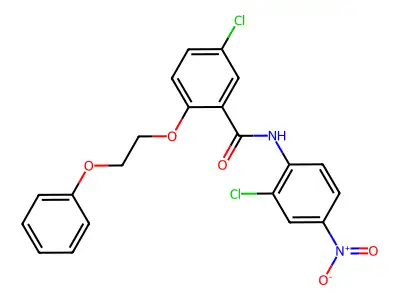 5-chloro-N-(2-chloro-4-nitrophenyl)-2-(2-phenoxyethoxy)benzamide structure