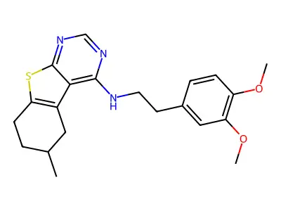 N-[2-(3,4-dimethoxyphenyl)ethyl]-6-methyl-5,6,7,8-tetrahydro[1]benzothieno[2,3-d]pyrimidin-4-amine structure