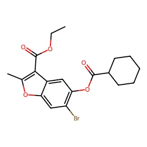 Ethyl 6-bromo-5-(cyclohexanecarbonyloxy)-2-methyl-1-benzofuran-3-carboxylate structure