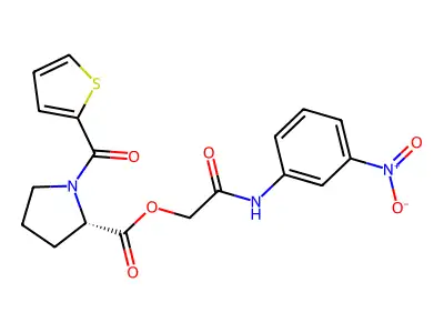 [2-(3-nitroanilino)-2-oxoethyl] (2S)-1-(thiophene-2-carbonyl)pyrrolidine-2-carboxylate structure