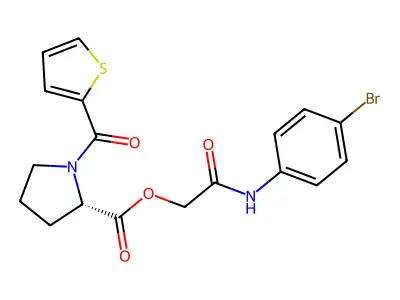 [2-(4-bromoanilino)-2-oxoethyl] (2S)-1-(thiophene-2-carbonyl)pyrrolidine-2-carboxylate structure