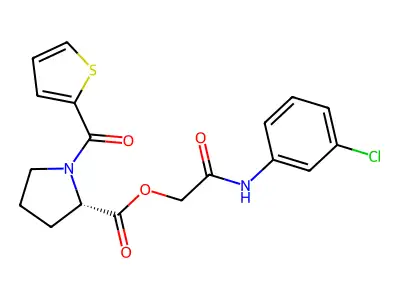 [2-(3-chloroanilino)-2-oxoethyl] (2S)-1-(thiophene-2-carbonyl)pyrrolidine-2-carboxylate structure