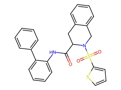 N-([1,1'-Biphenyl]-2-yl)-2-(thiophen-2-ylsulfonyl)-1,2,3,4-tetrahydroisoquinoline-3-carboxamide structure