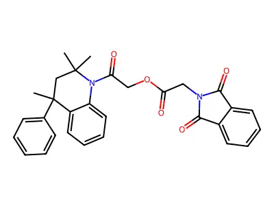 2-oxo-2-(2,2,4-trimethyl-4-phenyl-3,4-dihydroquinolin-1(2H)-yl)ethyl (1,3-dioxo-1,3-dihydro-2H-isoindol-2-yl)acetate structure