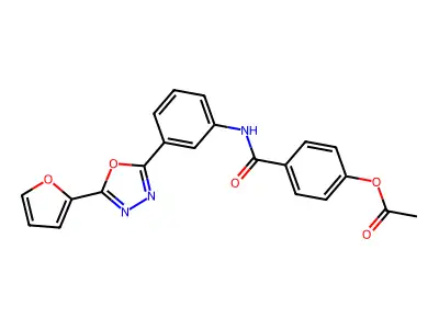 [4-[[3-[5-(furan-2-yl)-1,3,4-oxadiazol-2-yl]phenyl]carbamoyl]phenyl] acetate structure