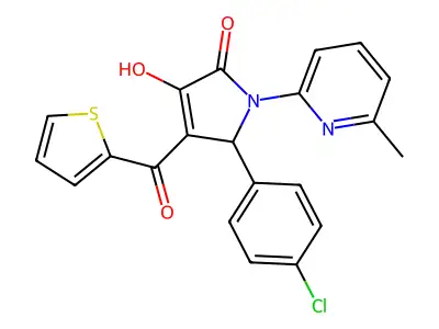 5-(4-chlorophenyl)-3-hydroxy-1-(6-methylpyridin-2-yl)-4-(thiophene-2-carbonyl)-1H-pyrrol-2(5H)-one structure