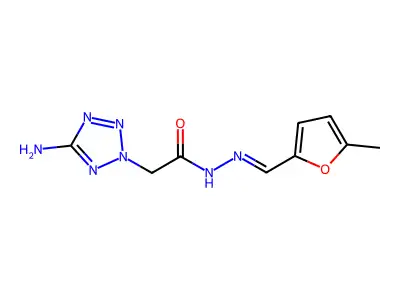 2-(5-aminotetrazol-2-yl)-N-[(E)-(5-methylfuran-2-yl)methylideneamino]acetamide structure