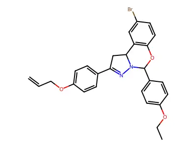 9-bromo-5-(4-ethoxyphenyl)-2-[4-(prop-2-en-1-yloxy)phenyl]-1,10b-dihydropyrazolo[1,5-c][1,3]benzoxazine structure
