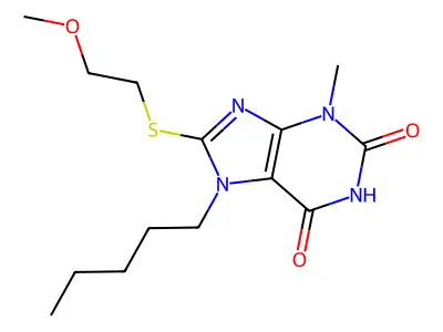 8-(2-Methoxyethylsulfanyl)-3-methyl-7-pentylpurine-2,6-dione structure