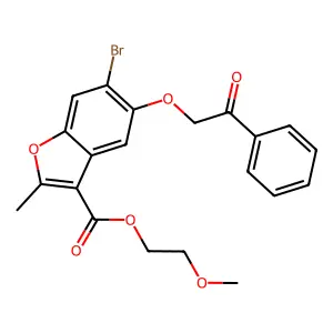 2-methoxyethyl 6-bromo-2-methyl-5-(2-oxo-2-phenylethoxy)benzofuran-3-carboxylate structure