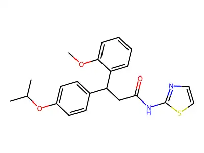 3-(2-methoxyphenyl)-3-(4-propan-2-yloxyphenyl)-N-(1,3-thiazol-2-yl)propanamide structure