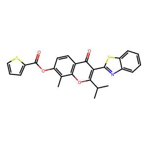 [3-(1,3-benzothiazol-2-yl)-8-methyl-4-oxo-2-propan-2-ylchromen-7-yl] thiophene-2-carboxylate structure