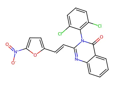 3-(2,6-dichlorophenyl)-2-[(E)-2-(5-nitrofuran-2-yl)ethenyl]quinazolin-4-one structure