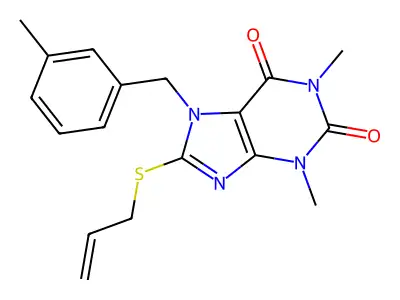 8-(allylthio)-1,3-dimethyl-7-(3-methylbenzyl)-1H-purine-2,6(3H,7H)-dione structure