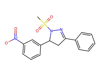 1-(methylsulfonyl)-5-(3-nitrophenyl)-3-phenyl-4,5-dihydro-1H-pyrazole structure