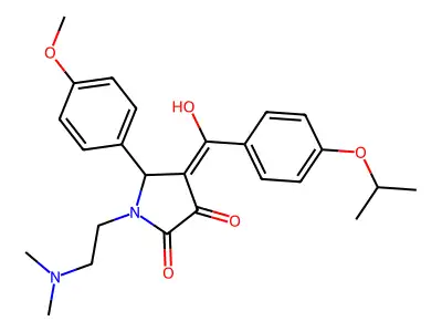1-(2-dimethylaminoethyl)-4-[hydroxy-(4-propan-2-yloxyphenyl)methylidene]-5-(4-methoxyphenyl)pyrrolidine-2,3-dione structure