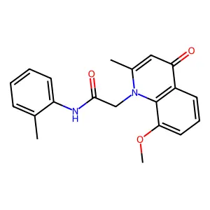 2-(8-methoxy-2-methyl-4-oxoquinolin-1-yl)-N-(2-methylphenyl)acetamide structure