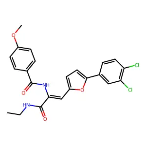 N-[(1Z)-1-[5-(3,4-dichlorophenyl)furan-2-yl]-3-(ethylamino)-3-oxoprop-1-en-2-yl]-4-methoxybenzamide structure