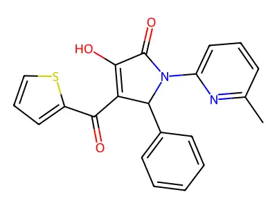 (E)-[1-(6-methylpyridinium-2-yl)-4,5-dioxo-2-phenylpyrrolidin-3-ylidene](thiophen-2-yl)methanolate structure