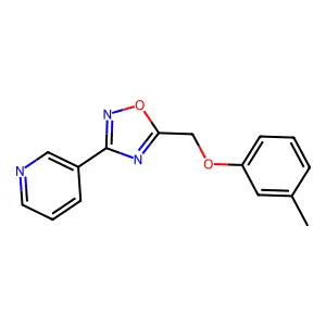 3-{5-[(3-Methylphenoxy)methyl]-1,2,4-oxadiazol-3-yl}pyridine structure